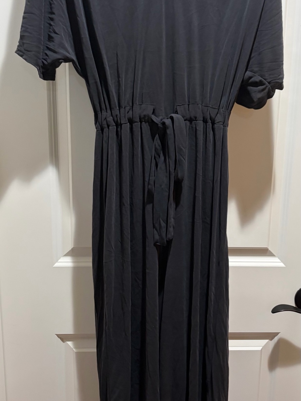 Lush Midnight Blue Waist-Tie Maxi Jumper